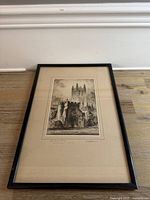 Full view of framed etching