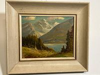 Full view of framed Donald D. Maskell oil on board landscape painting