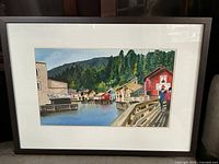 Full view of framed signed watercolour painting