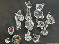 Group shot showing all crystal figurines and objects