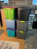 Front view showing all six stacked totes