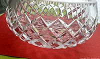 Side view showing diamond-cut pattern and clarity of crystal bowl