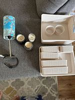 Lamp, candles and organizers overview