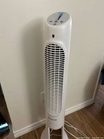 Full view of Honeywell tower fan standing upright