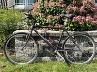 Full left side view of Peugeot Dune bike showing overall condition, frame color, tires, drivetrain
