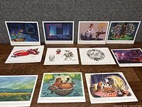 Group view of all ten Disney concept art prints