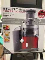 Front of boxed Big Boss Power Juicer showing product image and 800-watt spec