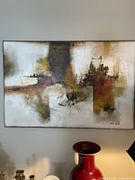 Front view of the abstract painting showing overall composition and frame