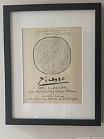 Full view of framed Picasso lithograph