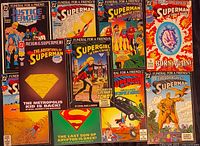 Group shot of ten Superman-related DC Comics laid out in two rows