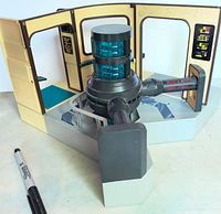 Overall view of Playmates Star Trek Generations Engineering playset with central warp core and surrounding walls