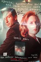 Front view of 1996 X-Files Interactive Card Game promo poster showing both autographs and graphics