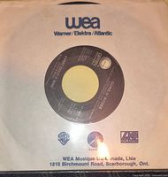 Front view of Guns N' Roses 7-inch single inside WEA sleeve showing centre label and sleeve branding