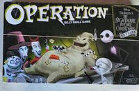Front of sealed Operation board game box showing Nightmare Before Christmas theme and 25 Years marking