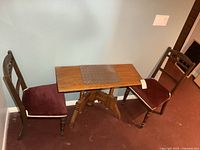 Half table and two chairs overview