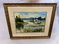 Framed watercolor landscape front view