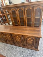 Full view of hutch sitting on buffet base