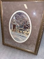 Full view of framed print showing frame and mat