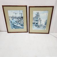 Both framed prints side by side to show overall size and condition