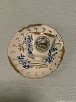 Saucer top view showing design and emblem