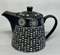 Side view showing printed Chinese characters and floral motifs