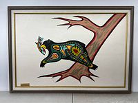 Full view of framed bear painting, showing frame and artwork