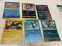 Overview of all six Pokémon cards