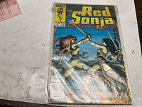 Front cover of Red Sonja comic in protective sleeve
