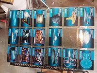 Front view of 17 Star Wars trading cards in plastic sheet