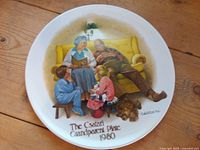 Front of 1980 Csátari Grandparent Plate showing illustrated scene and signature