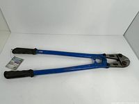 Full view of blue 24-inch bolt cutter with black grips