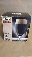 Front of Libbey Craft Brews porter/stout beer glass 4-pack box