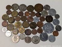 Full overhead view of all coins laid out