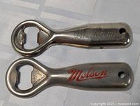 Front view of Molson and Old Vienna bottle openers