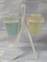 Full view of tripod stand with both shakers attached