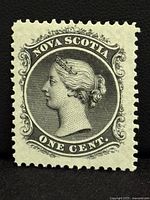 Front of mint 1860 Nova Scotia one cent stamp