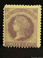 Front view of Prince Edward Island 12¢ Queen Victoria stamp