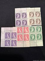 Overview showing all five Queen Elizabeth II stamp blocks