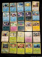 Overall shot of 25 Pokémon cards arranged 5×5