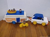 Entire set showing car, camper, boat, motorcycle and Weebles