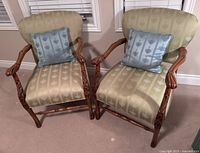Front view of both chairs with pillows