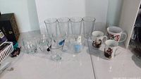 Group shot of all glasses and mugs on counter