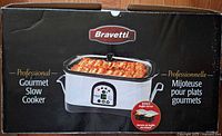 Front view of boxed Bravetti Professional Gourmet Slow Cooker showing product image