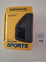 Front view of yellow Sony Walkman Sports WM-AF54