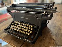 Underwood portable manual typewriter front three-quarter view