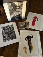 Group shot of all six matted pieces on table