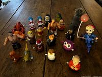 All wind-up toys grouped on table, overhead view