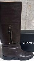 Left side view showing full boot and Chanel box