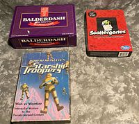 Overview showing Balderdash, Scattergories and Starship Troopers boxes