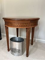 Full view of table and waste basket